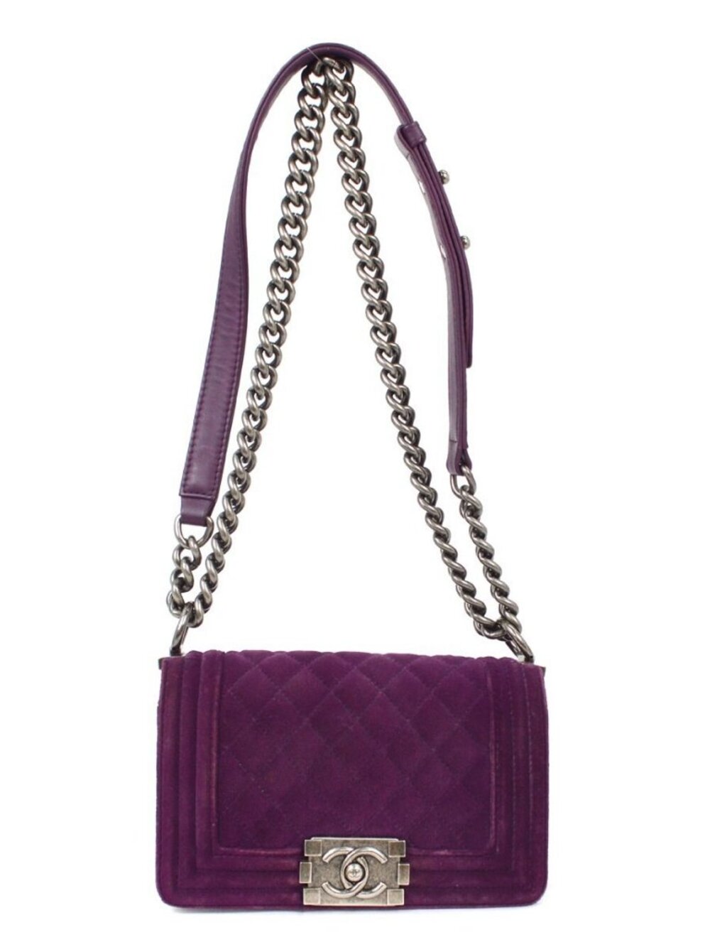 Boy Chanel Purple Velvet Small Chain Shoulder Bag XX05033